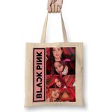 Baskı Dükkanı Blackpink 005 Bez Uzun Saplı Krem Rengi Çanta