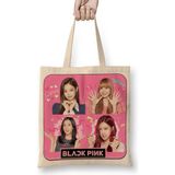 Baskı Dükkanı Blackpink 01 Bez Uzun Saplı Krem Rengi Çanta