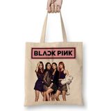Baskı Dükkanı Blackpink 04 Bez Uzun Saplı Krem Rengi Çanta