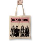 Baskı Dükkanı Blackpink 12 Bez Uzun Saplı Krem Rengi Çanta