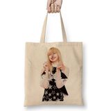 Baskı Dükkanı Blackpink Lisa 01 Bez Uzun Saplı Krem Rengi Çanta