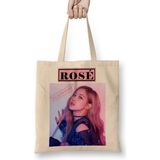 Baskı Dükkanı Blackpink Rose 01 Bez Uzun Saplı Krem Rengi Çanta