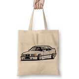 Baskı Dükkanı Bmw Stanced Out E36 Bez Uzun Saplı Krem Rengi Çanta