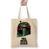 Baskı Dükkanı Boba Fett Full Metal Boba Bez Uzun Saplı Krem Rengi Çanta