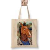 Baskı Dükkanı Bojack Horseman Bez Uzun Saplı Krem Rengi Çanta