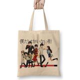Baskı Dükkanı Boku Dake Ga Inai Machi Naruto Anime Death Note One Piece Bez Uzun Saplı Krem Rengi Çanta