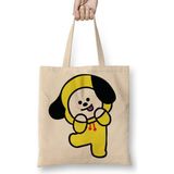 Baskı Dükkanı BT21 Chimmy Bts Bez Uzun Saplı Krem Rengi Çanta