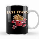 Baskı Dükkanı Cute & Funny Fast Food Running French Fries Punny Kupa Bardak