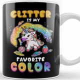 Baskı Dükkanı Cute & Funny Glitter Is My Favorite Color Unicorn Kupa Bardak