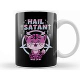 Baskı Dükkanı Cute Hail Satan Cat Pun Kitty Satanic Heavy Metal Kupa