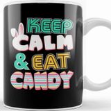 Baskı Dükkanı Cute Keep Calm & Eat Candy Easter Bunny Holiday Beyaz 330 ml Porselen Kupa Bardak