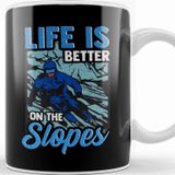 Baskı Dükkanı Cute Life Is Better On The Slopes Skiing Pun Beyaz 330 ml Porselen Kupa