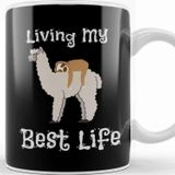 Baskı Dükkanı Cute Sloth Llama Living My Best Life Animal Kupa