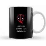 Baskı Dükkanı Deadpool Badass Smartass Greatass Funny Joke Deadpool Parody 04 Kupa