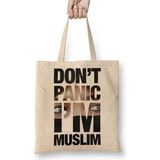 Baskı Dükkanı Dont Panic I am Muslim Bez Çanta