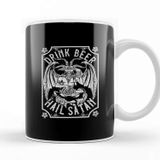 Baskı Dükkanı Drink Beer Hail Satan I Satanic Baphomet I Pentagram Occult Design Kupa