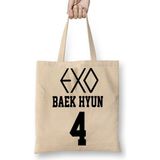 Baskı Dükkanı Exo Baekhyun Bez Uzun Saplı Krem Rengi Çanta