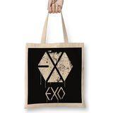 Baskı Dükkanı Exo Grunge Spraypaınt Bez Uzun Saplı Krem Rengi Çanta