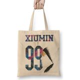 Baskı Dükkanı Exo Xiumin 99 Bez Uzun Saplı Krem Rengi Çanta