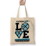 Baskı Dükkanı Exo Xoxo Love Bez Uzun Saplı Krem Rengi Çanta