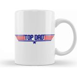 Baskı Dükkanı Fathers Day Top Dad Top Gun Logo Kupa Bardak