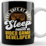 Baskı Dükkanı Feel Safe At Night Sleep With Video Game Developer Kupa Bardak