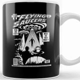 Baskı Dükkanı Flying Saucers Abduction Comic Book Cover Beyaz 330 ml Porselen Kupa Bardak