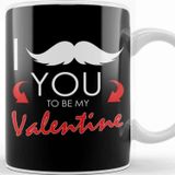 Baskı Dükkanı Funny I Mustache You To Be My Valentine Cute Pun T Kupa
