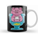 Baskı Dükkanı Funny Pig On Toilet Piggy Bank Potty Training Pun Kupa Bardak