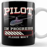 Baskı Dükkanı Funny Pilot In Progress Please Wait Helicopter Kupa Bardak