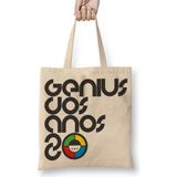 Baskı Dükkanı Genius Bez Uzun Saplı Krem Rengi Çanta