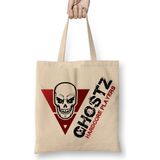 Baskı Dükkanı Ghostz Logo Preta Bez Uzun Saplı Krem Rengi Çanta