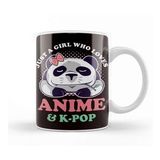 Baskı Dükkanı Girl Who Loves Korean Pop Music K-Pop Korea Anime Panda Kupa Bardak