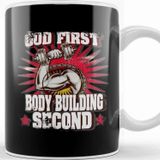 Baskı Dükkanı God First Bodybuilding Second Religious Lifting Kupa Bardak