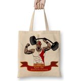 Baskı Dükkanı God Of Bodybuilder Bez Uzun Saplı Krem Rengi Çanta
