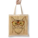Baskı Dükkanı Gözlüklü Kedi Cats Bez Kadın Günlük Çanta