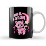Baskı Dükkanı Hail Satan Cat Cute Rainbow Kitty Heavy Metal Pun Kupa