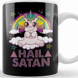 Baskı Dükkanı Hail Satan Unicorn Cute Rainbow Heavy Metal Pun Kupa