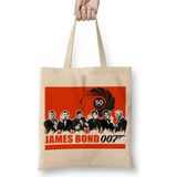 Baskı Dükkanı James Bond 007 Bez Uzun Saplı Krem Rengi Çanta