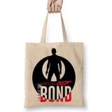 Baskı Dükkanı James Bond 007 James Bond Bez Uzun Saplı Krem Rengi Çanta