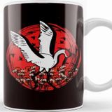 Baskı Dükkanı Japanese Flag Stork Crane Sakura Japan Art Nature Flowers Porselen Beyaz Kupa Bardak