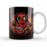 Baskı Dükkanı Japanese Warrior Mask Mempo Samurai Shinobi Warrior Ninja Kupa Bardak