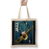 Baskı Dükkanı Jazz Bez Uzun Saplı Krem Rengi Çanta