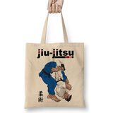 Baskı Dükkanı Jiu Jitsu Bez Uzun Saplı Krem Rengi Çanta