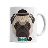 Baskı Dükkanı KB3274 Pug Perfil Köpek Porselen Kupa Bardak