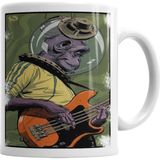 Baskı Dükkanı KB6433 Monkey Bass Müzik Gitar Maymun Porselen Kupa Bardak
