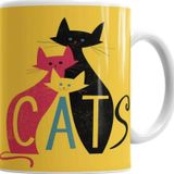 Baskı Dükkanı KB7147 Cats Kediler Porselen Kupa Bardak