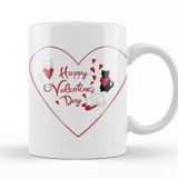 Baskı Dükkanı KB9969 Aşk Kediler Happy Valentines Cats Porselen Kupa Bardak
