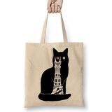 Baskı Dükkanı Lord Of The Rings Kedi Bez Uzun Saplı Krem Rengi Çanta
