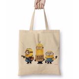 Baskı Dükkanı Minyonlar Minions Bez Uzun Saplı Krem Rengi Çanta